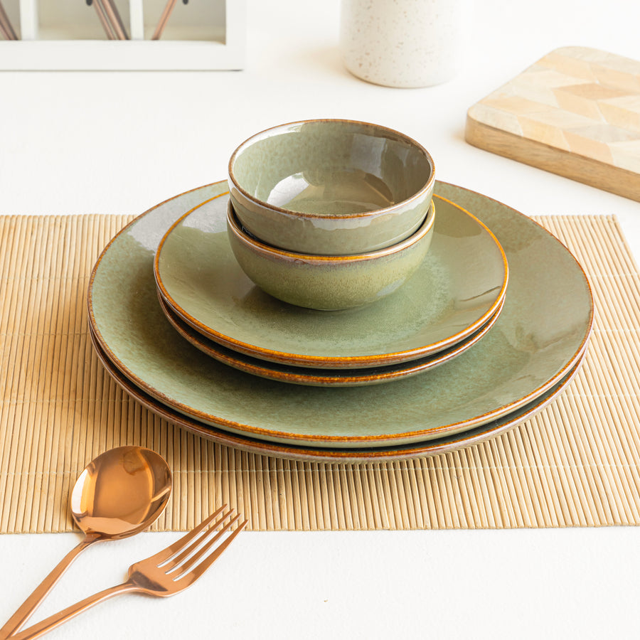 Olive Story Dinner Set — handcrafted Indian ceramic dinner set