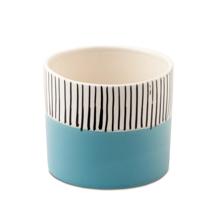 Modern two-tone ceramic planter, handcrafted for indoor plants or herbs, showcasing Claymistry's unique design flair in toxin-free ceramics.