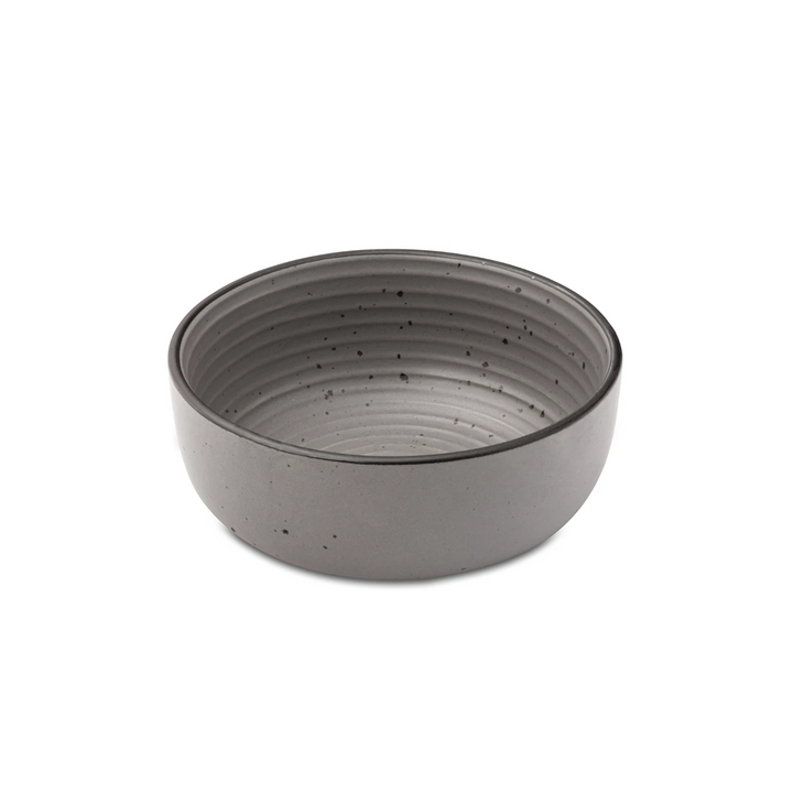 Beautiful artisan-made grey ceramic bowl 1L with silver detailing, glazed and 100% lead-free.