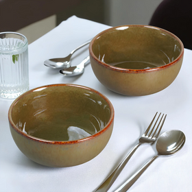 Olive Story Serving Bowl, Set 2 — handcrafted Indian serving bowl