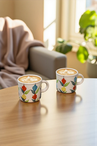 Painter's Cup (Set of 2, 280ml), top view showing matte ceramic glaze