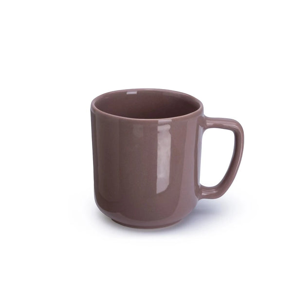 Brown ceramic mug on a white background