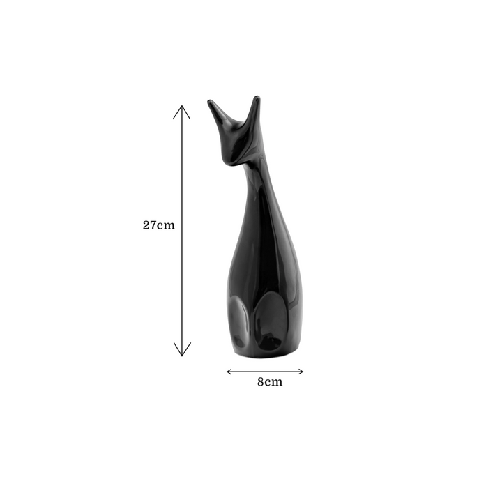 Dimension 27cm*8cm of the black ceramic deer figurine, part of set of three ceramic figurine in mixed color.