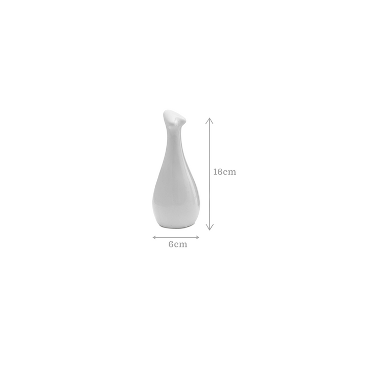 Dimension 16cm*6cm of the white ceramic deer figurine, part of set of three ceramic figurine in mixed color.