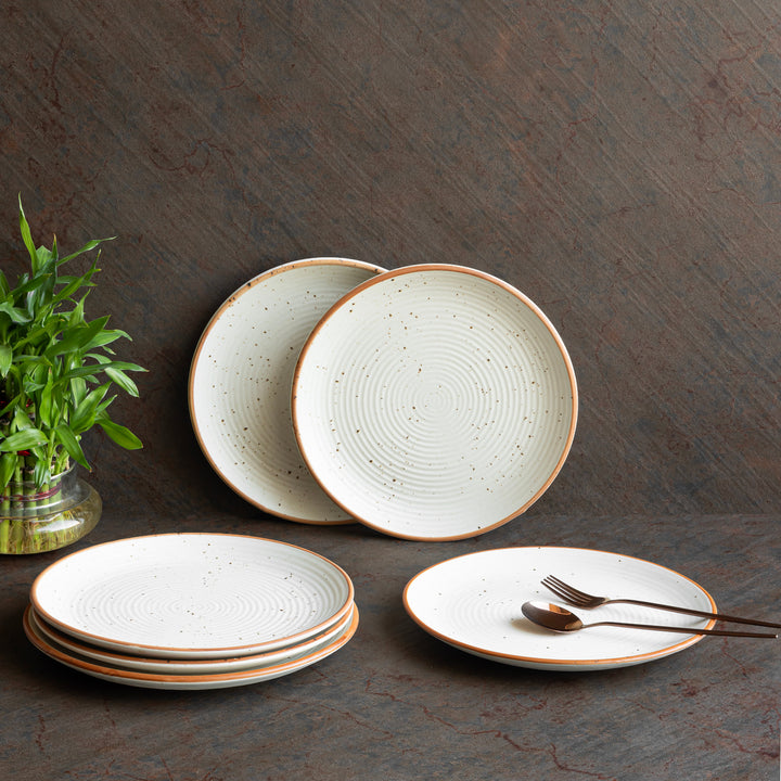Ivory speckled ceramic plate handmade with non-toxic clay for daily use