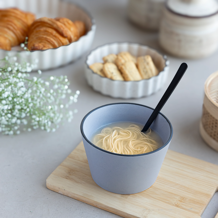 Beautiful 450ml round soup bowl in blue ceramic, artisan-made and glazed for lasting elegance.