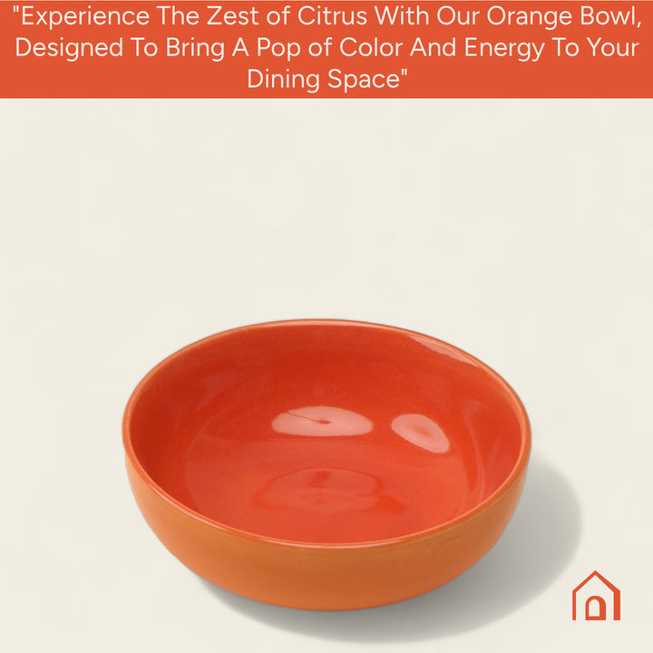 Handmade 300ml artisan orange serving bowl, lead-free, durable and stylish for daily meals.