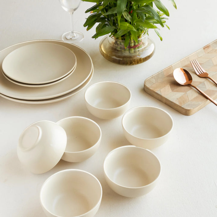 Beautiful glazed ceramic bowls, white and 180ml, bone ash-free, safe and crafted with care.