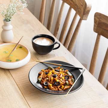 Black Bowl of Pasta-bilities — handcrafted Indian pasta bowl