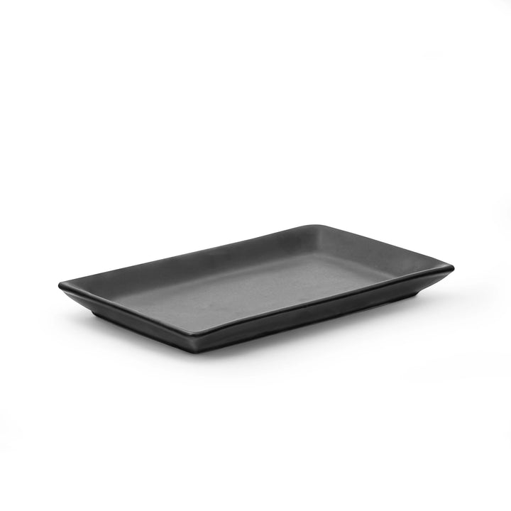 Beautiful matte black tray set, spill-proof and handmade for elegant dining or décor styling.