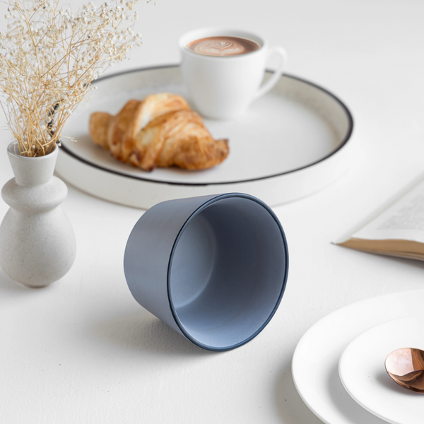 Handmade 450ml blue ceramic soup bowl, non-toxic, glazed, artisan-crafted and dishwasher safe.