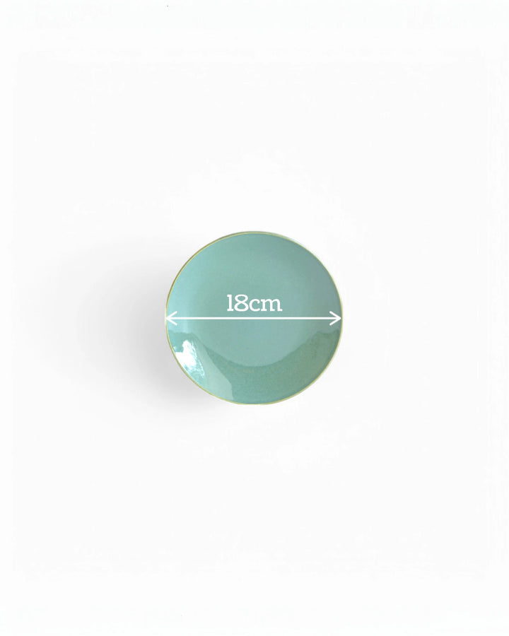 Dimension of ceramic quarter plate in Seafoam green glaze  