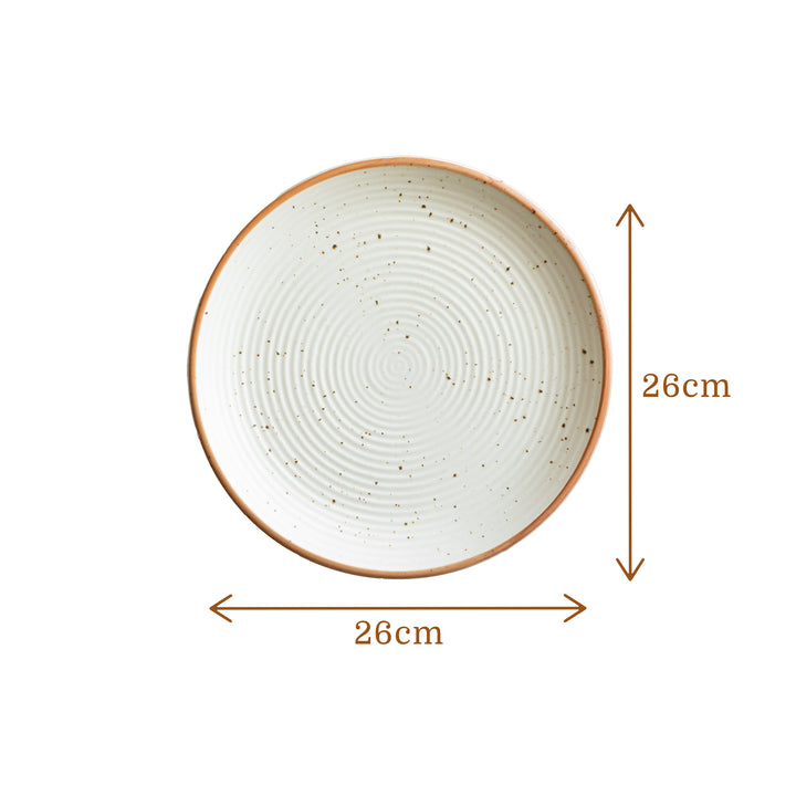 Ivory eco-friendly ceramic plate made by local artisans, non-toxic and safe for meals
