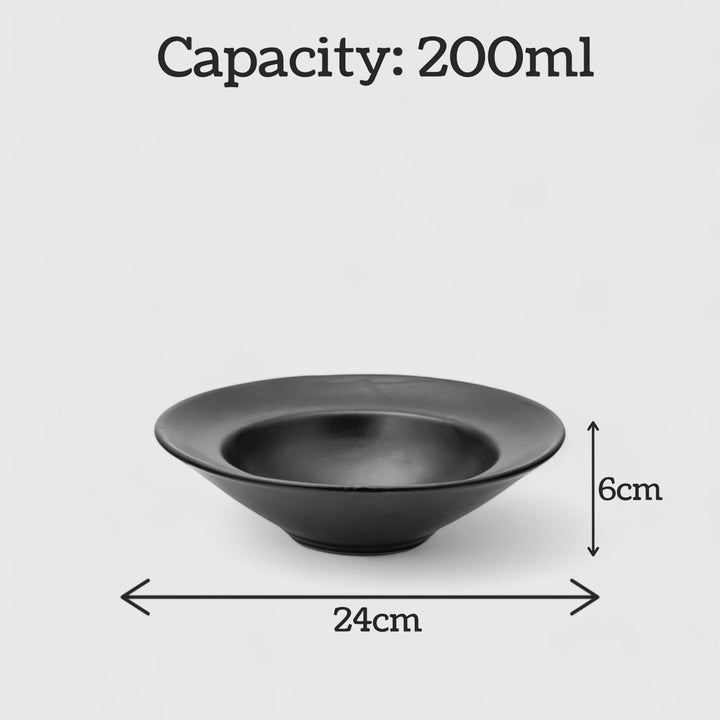 Elegant 200ml black ceramic bowl, handmade and lead-free, perfect for modern home dining