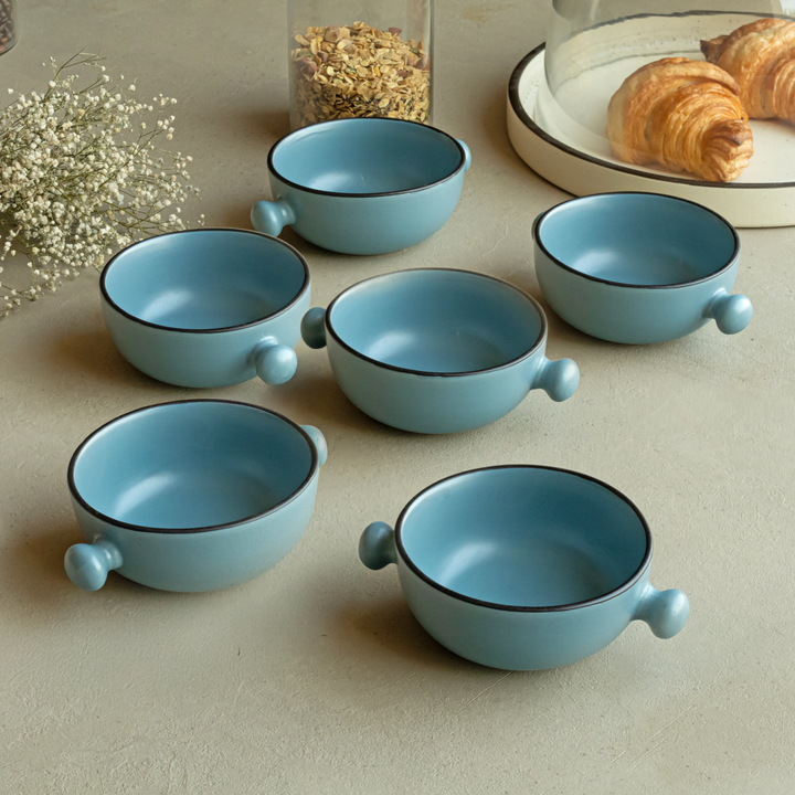 Elegant artisan serving bowls in deep blue, 280ml each, bone ash-free and dishwasher safe