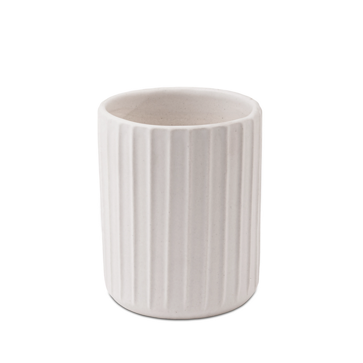 Elegant chalk white planter duo in small and medium sizes, perfect for indoor plant decoration.