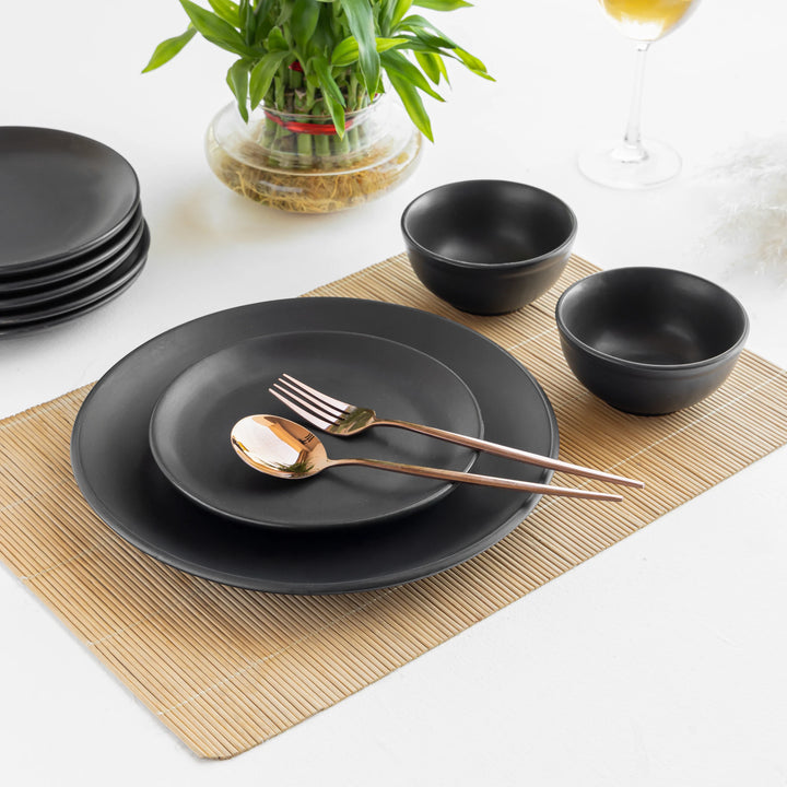Ethically made ceramic dinner plate, Handcrafted black ceramic plate free from harmful chemicals
