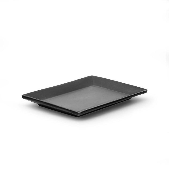 Handcrafted black ceramic trays, non-toxic and perfect for serving drinks or decor display.