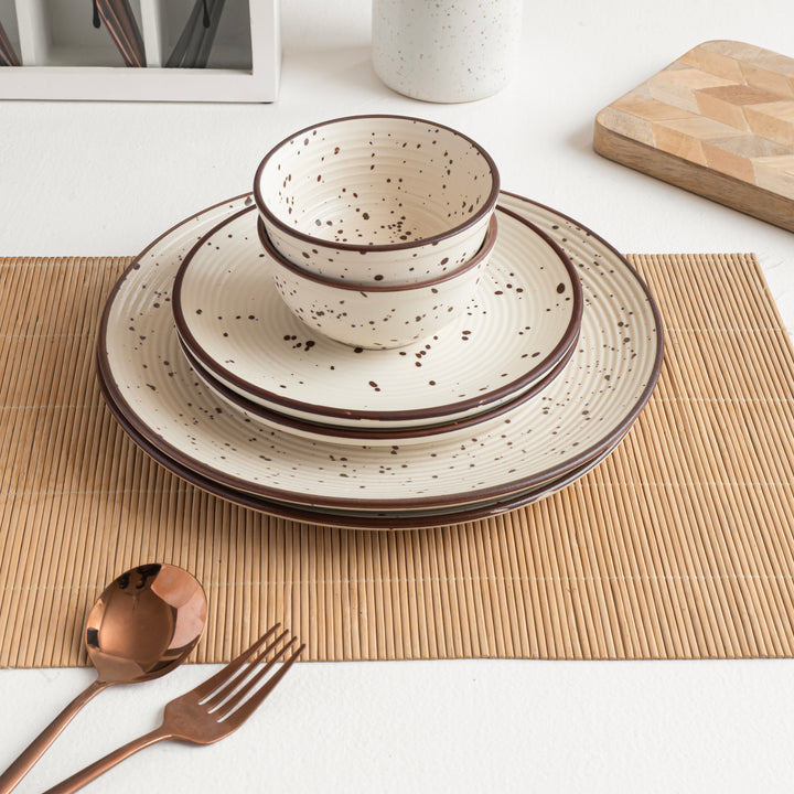 180ml handcrafted ceramic bowls in speckled sand glaze, safe for dishwasher and daily dining.
