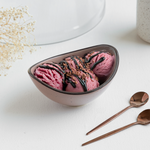 260ml handmade nude ceramic dessert bowl in banana boat shape, non-toxic and finely glazed.