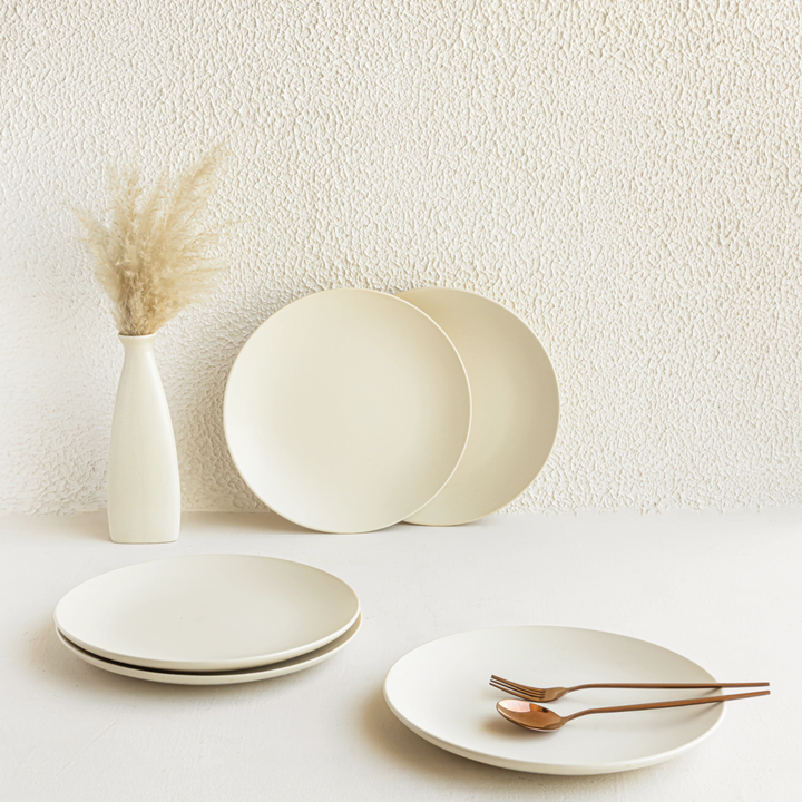 Lead-free white ceramic dinnerware, handmade and cadmium-free for conscious modern kitchens.