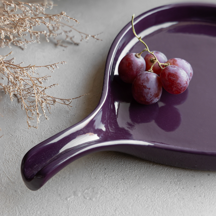 Microwave safe purple ceramic platter, non-toxic and elegant for home dining and entertaining