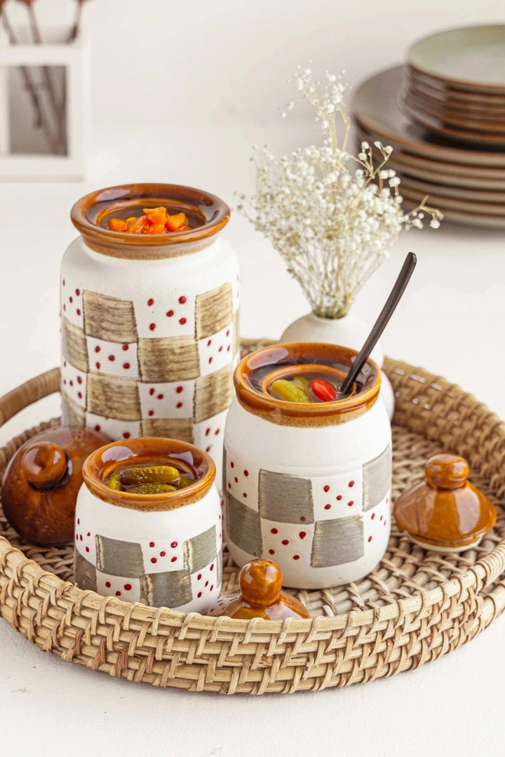 Store your kitchen items like pickles coffee tea sugar and more with beautifully designed ceramic storage containers and jars