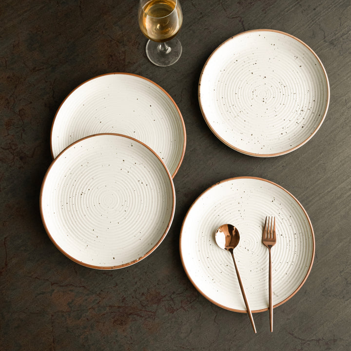Non-toxic ceramic plate in sandy hue with artisanal finish, Sustainable handmade dinner plate in speckled sandy tone, Earthy ceramic plate crafted by artisans with clean design