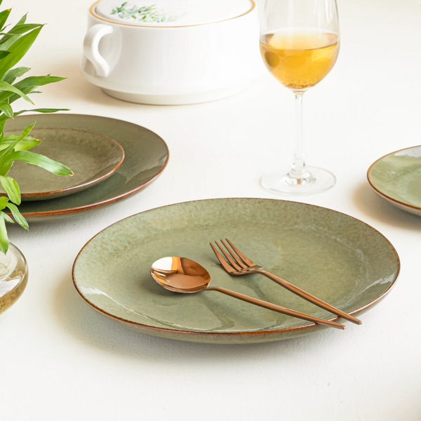 Microwave safe olive green quarter plate for safe dining