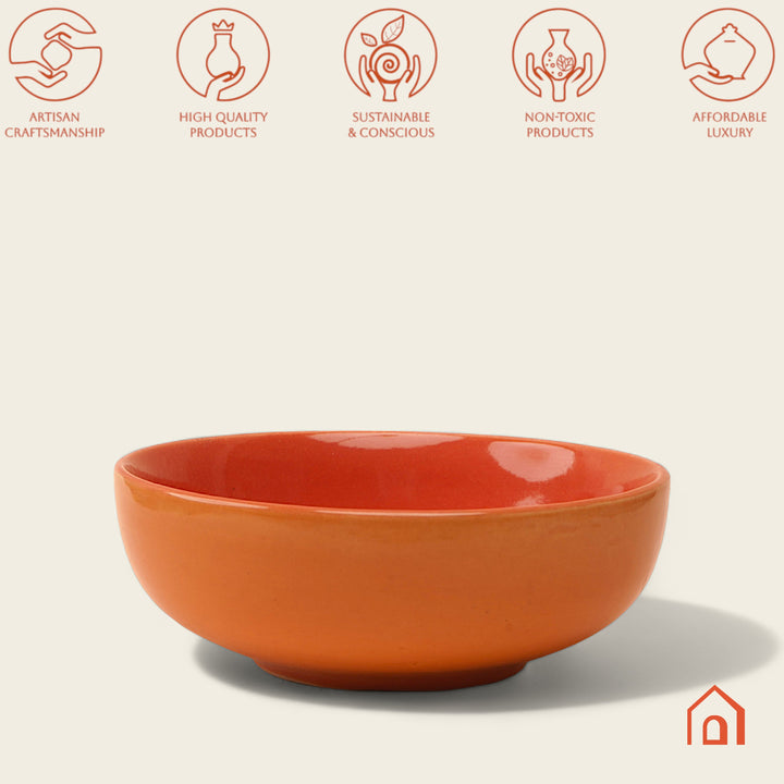 Elegant 300ml orange-glazed ceramic bowl, non-toxic and handcrafted for safe home dining.