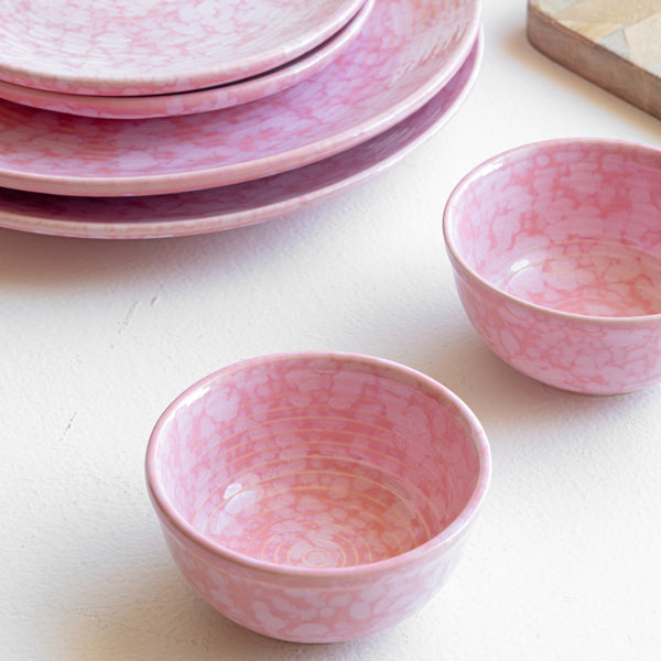 Handmade pink ceramic bowls set of 2, 180ml, non-toxic, microwave safe with pretty glossy glaze.