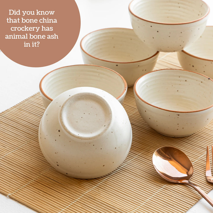 Pretty handmade sand ceramic bowls, 180ml round set with glaze and specks, microwave safe and stylish.