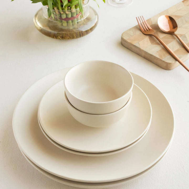 Round 180ml ceramic bowls, set of 2, white glazed, lead-free, microwave and dishwasher safe