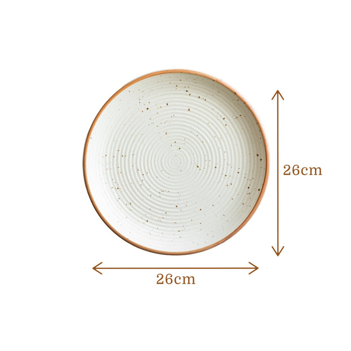 Dimension of sand shade ceramic plate, 26cm in diameter.