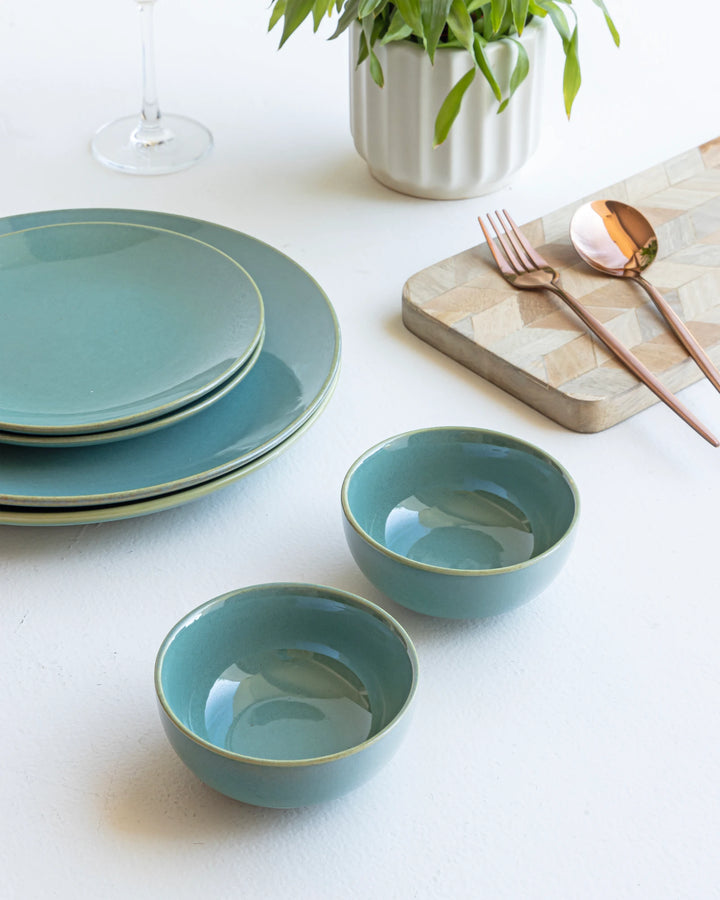 Set of 2 seafoam ceramic bowls, 180ml each, non-toxic, handmade, durable and beautifully glazed.