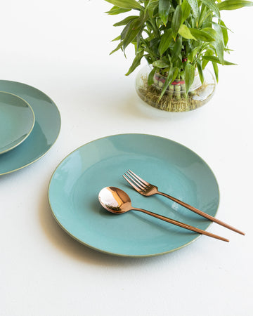 Seafoam Dinner Plate — handcrafted Indian dinner plate