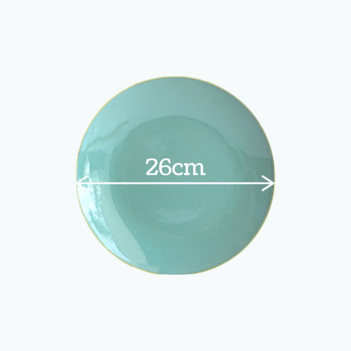 Dimension of seafoam green dinner plate, part of seafoam green dinner set.