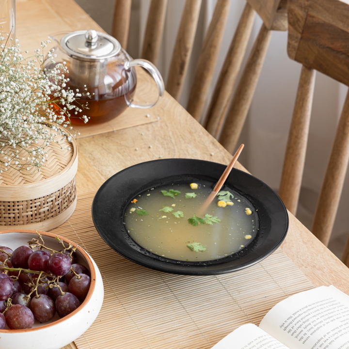 Small 200ml pasta bowl in black glaze, ceramic, dishwasher safe and 100% bone ash-free.