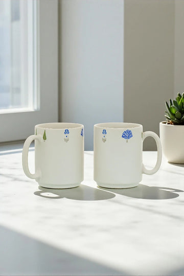 The Solitude Mugs (Set of 6, 380ml), top view showing matte reactive glaze