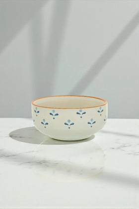 The Folklore Two-Portion Bowl, 500ml — handcrafted ceramic two-portion bowl with cobalt blossoms