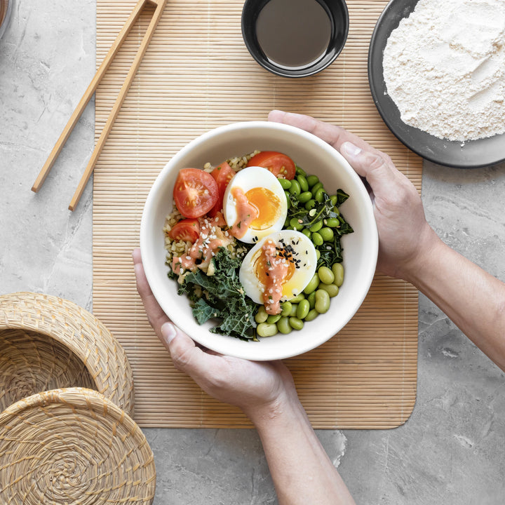 Beautiful 1L white ceramic bowl with modern glaze, handcrafted and 100% toxin-free.