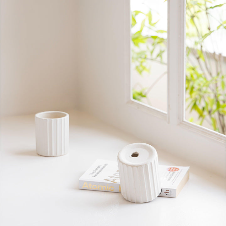 Elegant medium white ceramic planter, ideal for snake and ZZ plants as a table centerpiece.