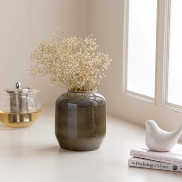 Green Woodland Whisper Vase(Never the Same Olive Twice) — handcrafted Indian ceramic vase